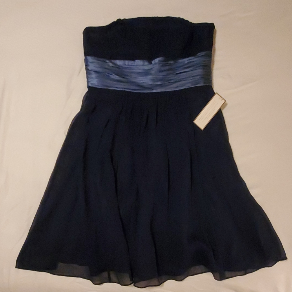 Ann Taylor Strapless Silk Dress in Navy Size 6